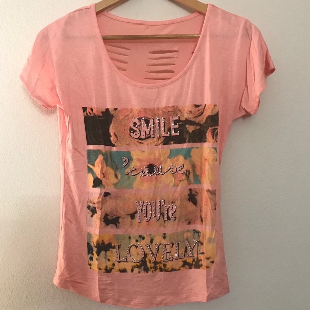 Rhinestone Slashed Back T-Shirt